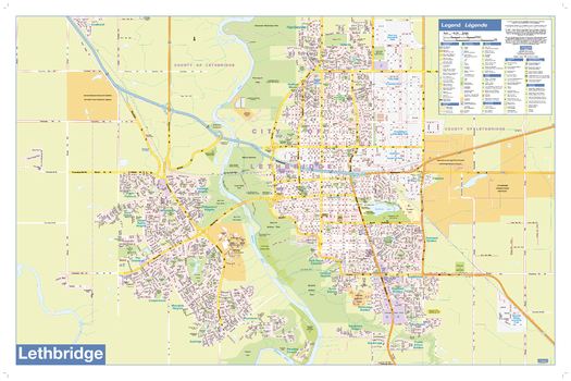 Lethbridge Wall Map - Street Detail