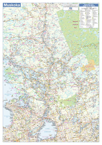 Muskoka Wall Map - Road Map