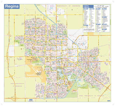 Regina Wall Map - Street Detail