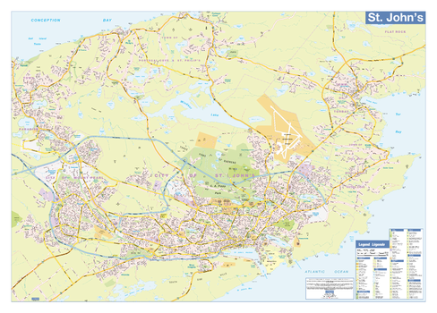 St John's Wall Map - Street Detail