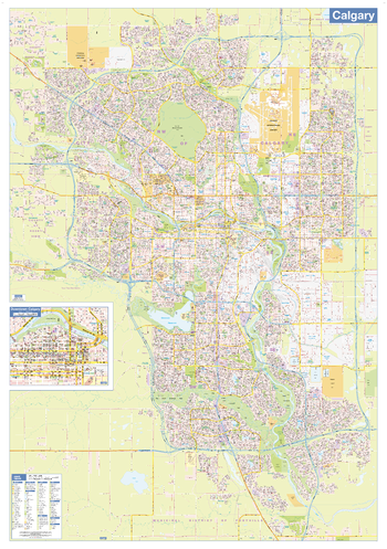 Calgary Wall Map - Street Detail - Large