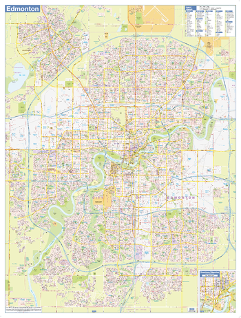 Edmonton Wall Map - Street Detail - Large