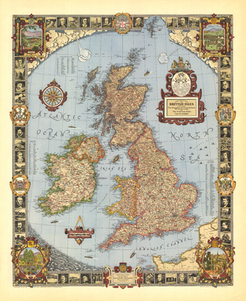 A Modern Pilgrim's Map of the British Isles - Published 1937