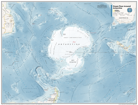 Ocean Floor around Antarctica - Atlas of the World, 11th Edition - Compact