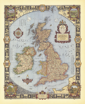 A Modern Pilgrim's Map of the British Isles - Published 1937