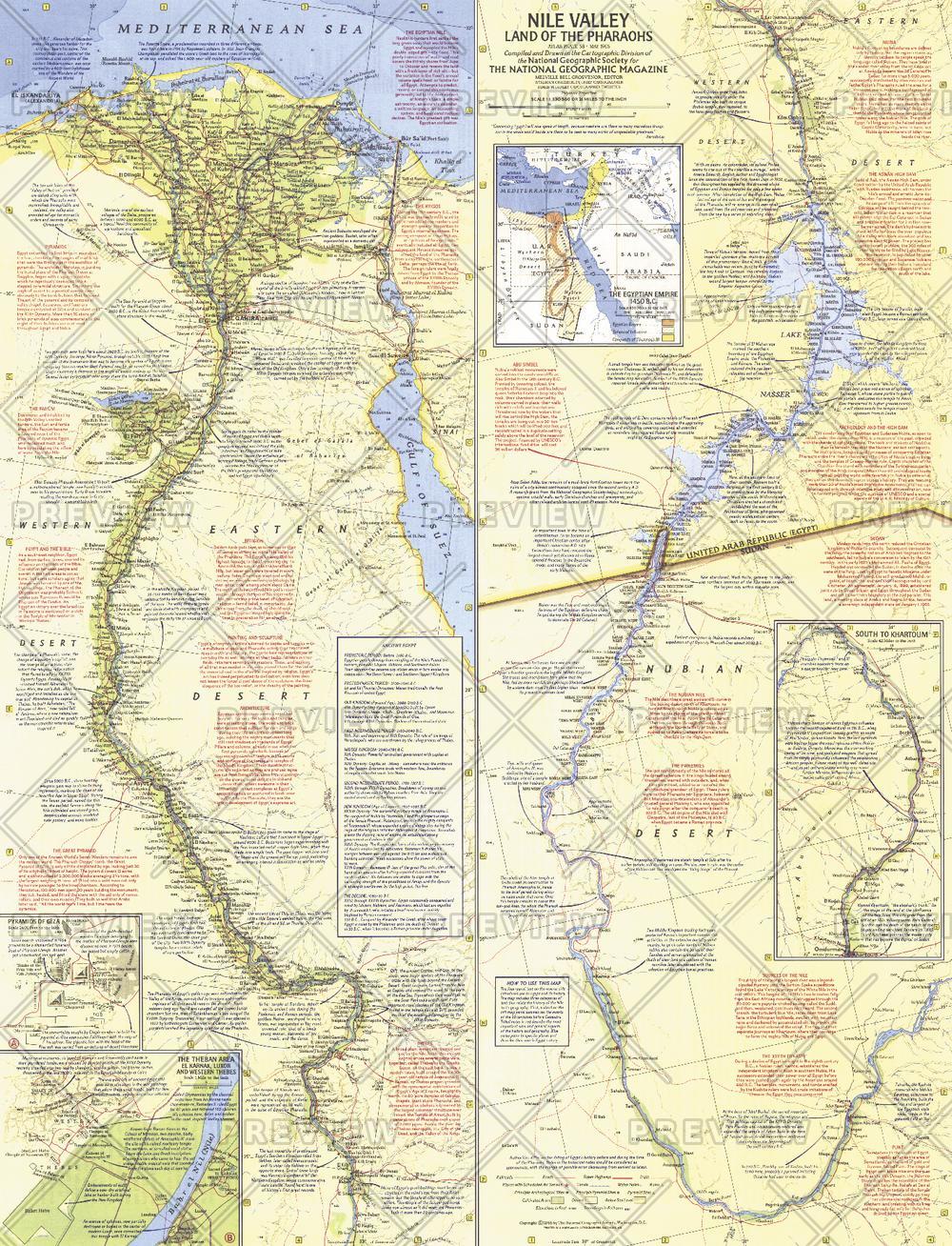 Nile Valley, Land of the Pharaohs - Published 1965 : XYZ Maps