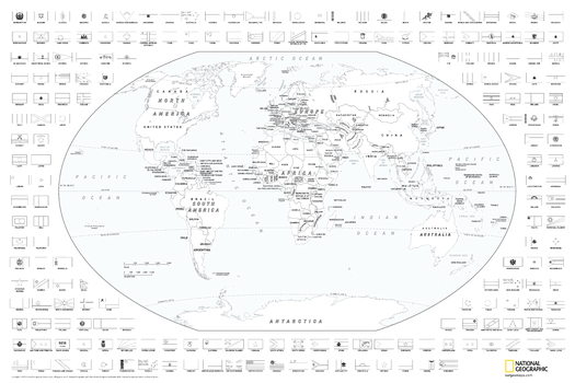 World Coloring Map with Flags
