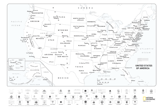 United States Coloring Map with Flags