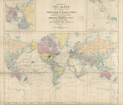 Stanford's Route Map of the Earth Colour (1854)