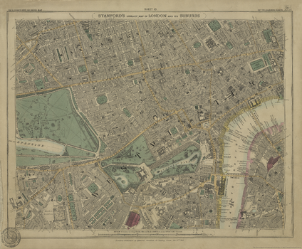 Stanford's Library Map of London Sheet 10 Colour (1862)
