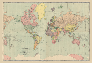 Stanford's New Library Chart of the World (1920) - Resized to 2A0 height