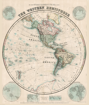 Stanford's Western Hemisphere Map (1877) - Resized to 2A0 width