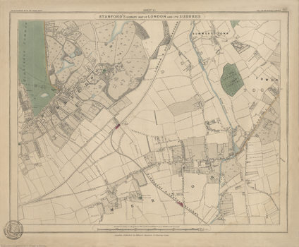 Stanford's Library Map of London Sheet 21 Colour (1862)