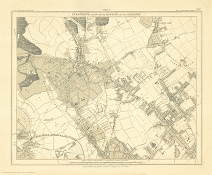 Stanford's Library Map of London Sheet 2 Black and White (1862)