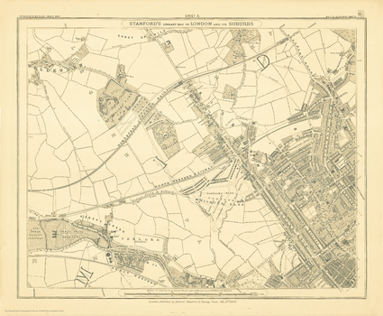 Stanford's Library Map of London Sheet 5 Black and White (1862)