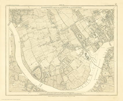 Stanford's Library Map of London Sheet 13 Black and White (1862)