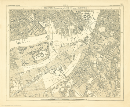 Stanford's Library Map of London Sheet 14 Black and White (1862)