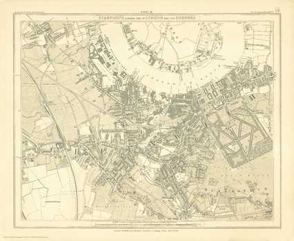 Stanford's Library Map of London Sheet 16 Black and White (1862)