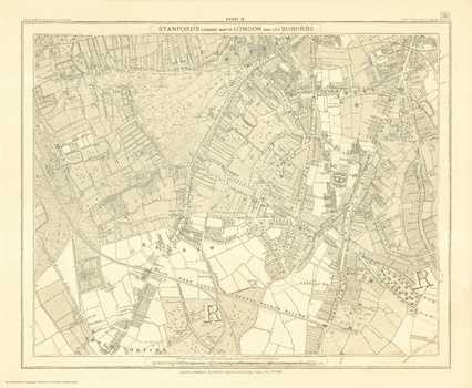 Stanford's Library Map of London Sheet 18 Black and White (1862)