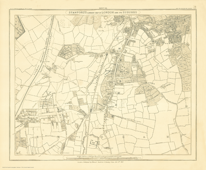 Stanford's Library Map of London Sheet 20 Black and White (1862)