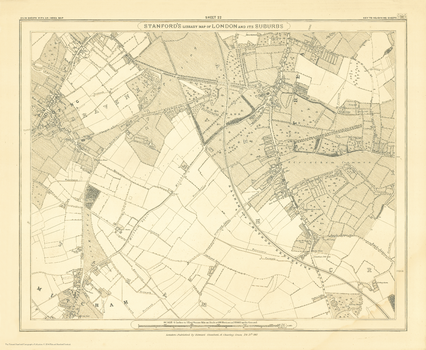 Stanford's Library Map of London Sheet 22 Black and White (1862)
