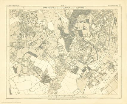 Stanford's Library Map of London Sheet 23 Black and White (1862)