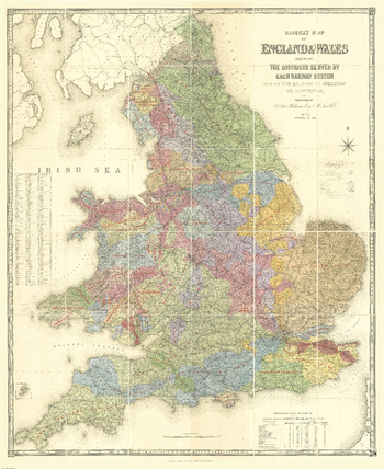 Stanford's Railway Map of England and Wales (1873/4)