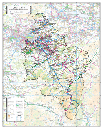 County Map of Lanarkshire & Glasgow