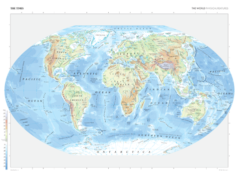 The Times Map of the World (Physical Features)