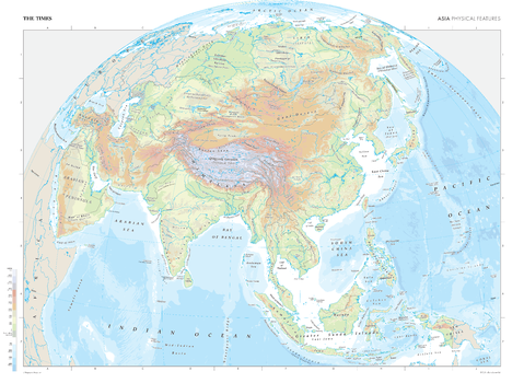 The Times Map of Asia (Physical Features)