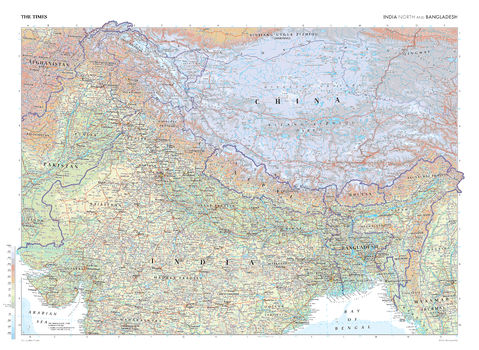 The Times Map of India (North) and Bangladesh