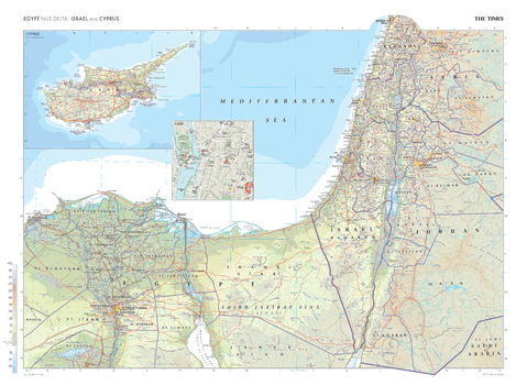 The Times Map of Egypt (Nile Delta), Israel and Cyprus