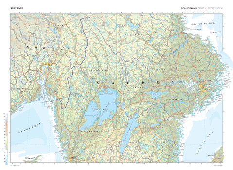 The Times Map of Scandinavia: Oslo to Stockholm