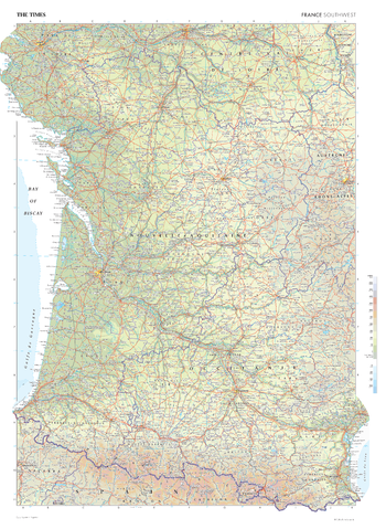The Times Map of France (Southwest)