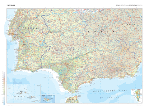 The Times Map of Spain (South) and Portugal (South)