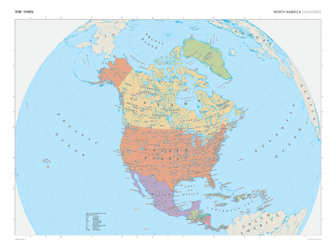 The Times Map of North America (Political Features)