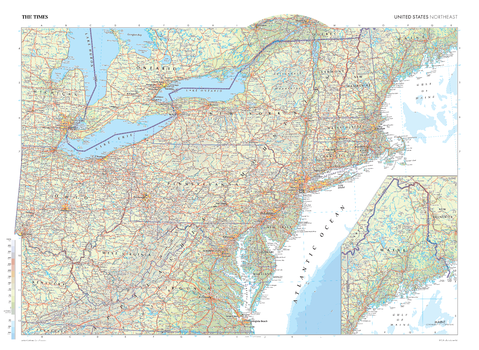 The Times Map of the United States (Northeast)
