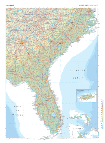 The Times Map of the United States (Southeast)