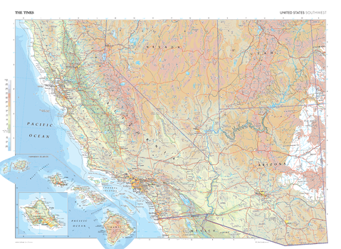 The Times Map of the United States (Southwest)