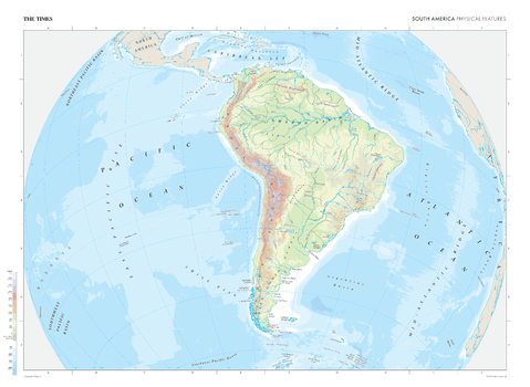 The Times Map of South America (Physical Features)