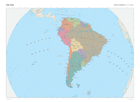 The Times Map of South America (Political Features)