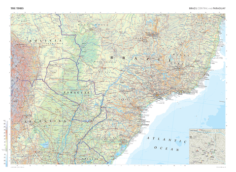 The Times Map of Brazil (Central) and Paraguay