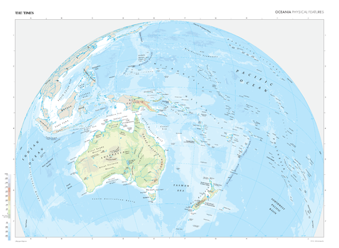 The Times Map of Oceania (Physical Features) - Compact