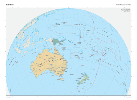 The Times Map of Oceania (Political Features) - Compact