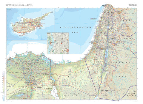 The Times Map of Egypt (Nile Delta), Israel and Cyprus - Compact