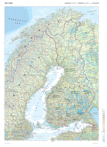 The Times Map of Scandinavia (North) - Compact
