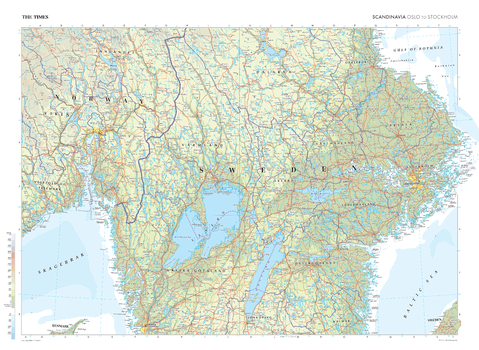 The Times Map of Scandinavia: Oslo to Stockholm - Compact