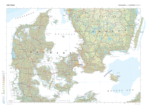 The Times Map of Denmark and Sweden (South) - Compact