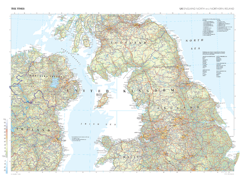 The Times Map of the United Kingdom: England (North) and Northern Ireland - Compact