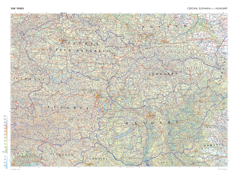 The Times Map of Czech Republic, Slovakia and Hungary - Compact